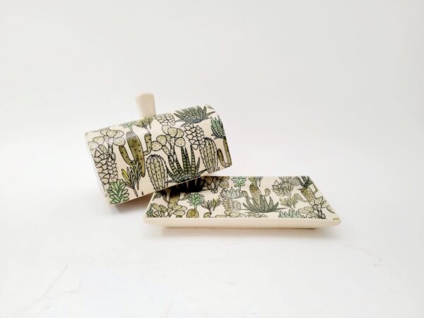 Butter Dish With Painted Cactus - Image 2