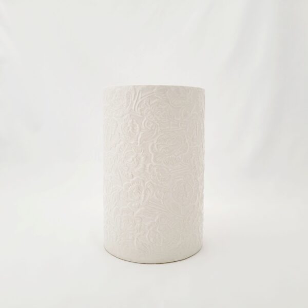 Vase White With Embossed Peony (L)